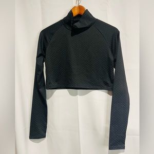 Oiselle Mock neck long sleeve Cropped Athletic top women’s Black Print small